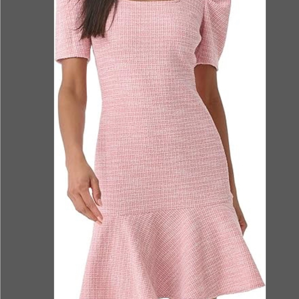 KARL LAGERFELD Women's Square Neck Puff Sleeve Tweed Dress Size 4